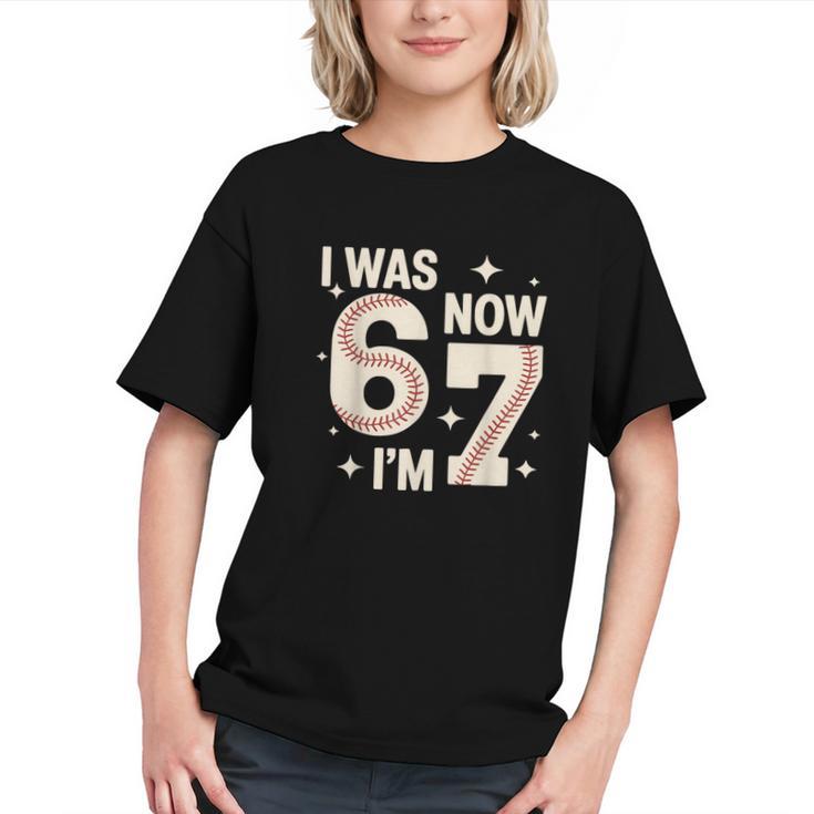 Baseball 7th Birthday 6 7 Years Old I Was 6 Now I'm 7 Graphic Youth