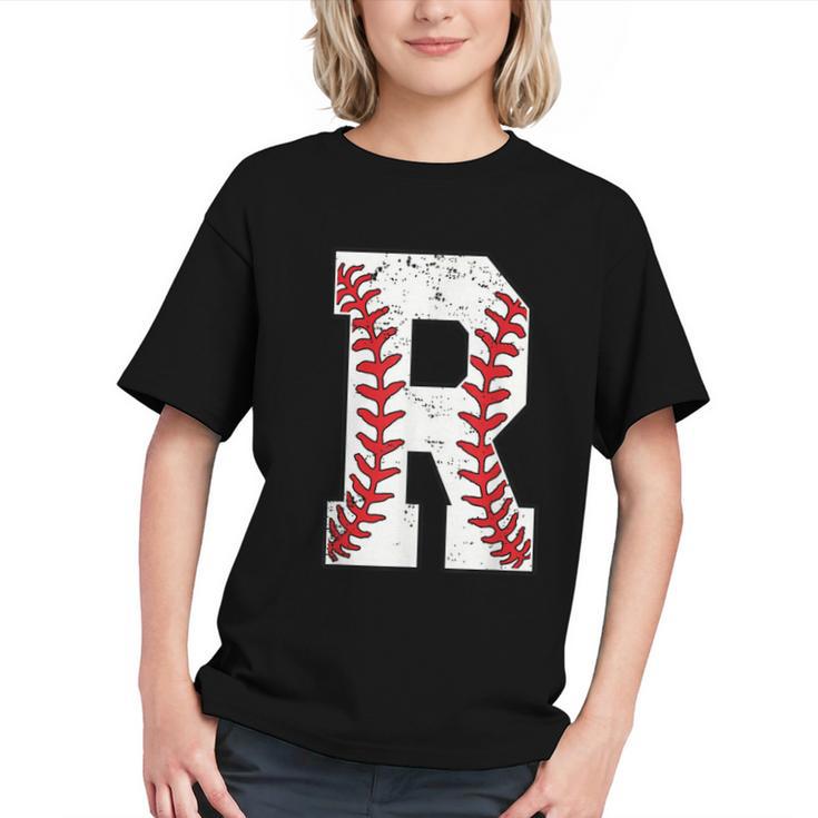 Baseball Alphabet Monogram Initial Letter R Graphic Youth