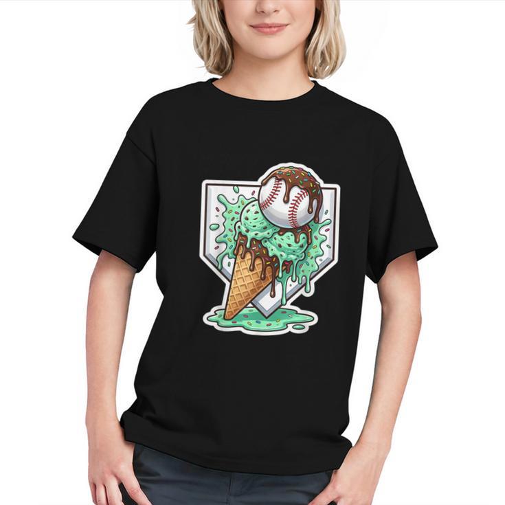 Baseball Boys Ice Cream Drip Baseball Boys Youth Mint Choco Graphic Youth