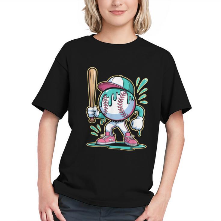 Baseball Character Cartoon Batter Drip Style Women Men Graphic Youth Baseball Character Cartoon Batter Drip Style Women Men Graphic Youth