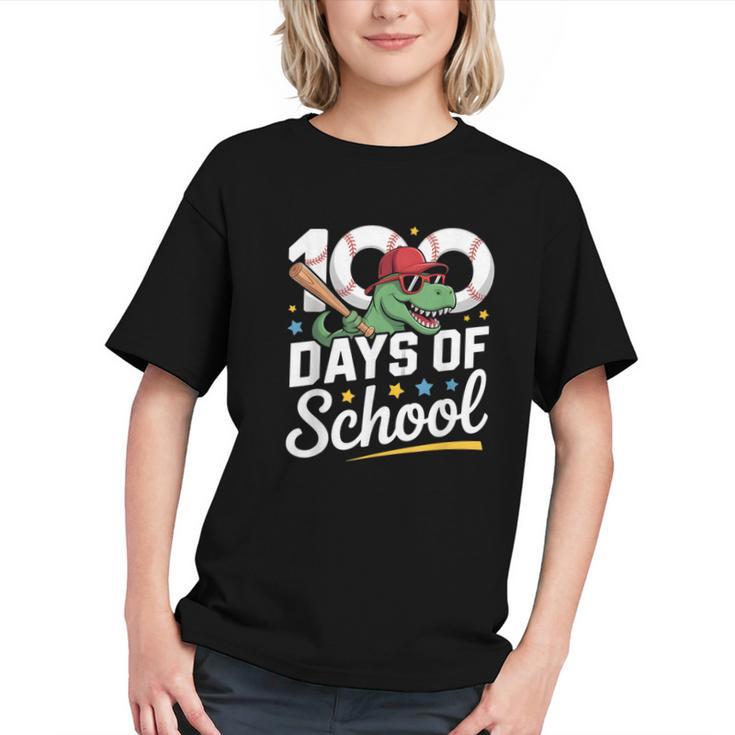 Baseball Dinosaur 100 Days Of School Kids Theme Graphic Youth