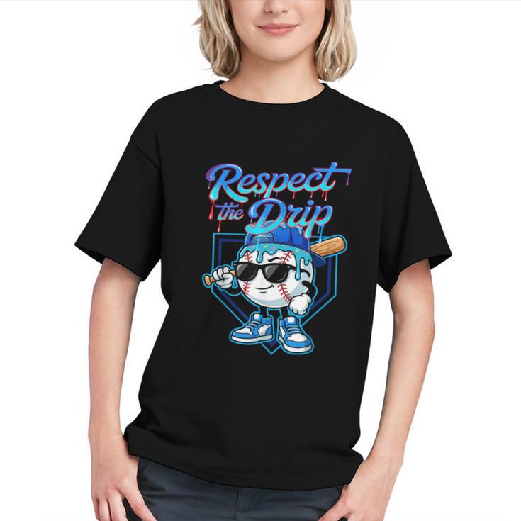 Baseball Drip Ice Cream Respect The Drip Home Plate Boy Kids Graphic Youth
