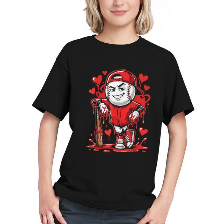 Baseball Drip Icecream Heart Red Valentine Day Boys Kids Graphic Youth