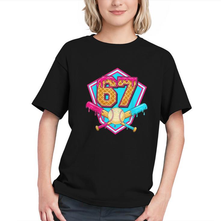 Baseball Drip Jersey Number 67 For Players & 67th Birthday Graphic Youth