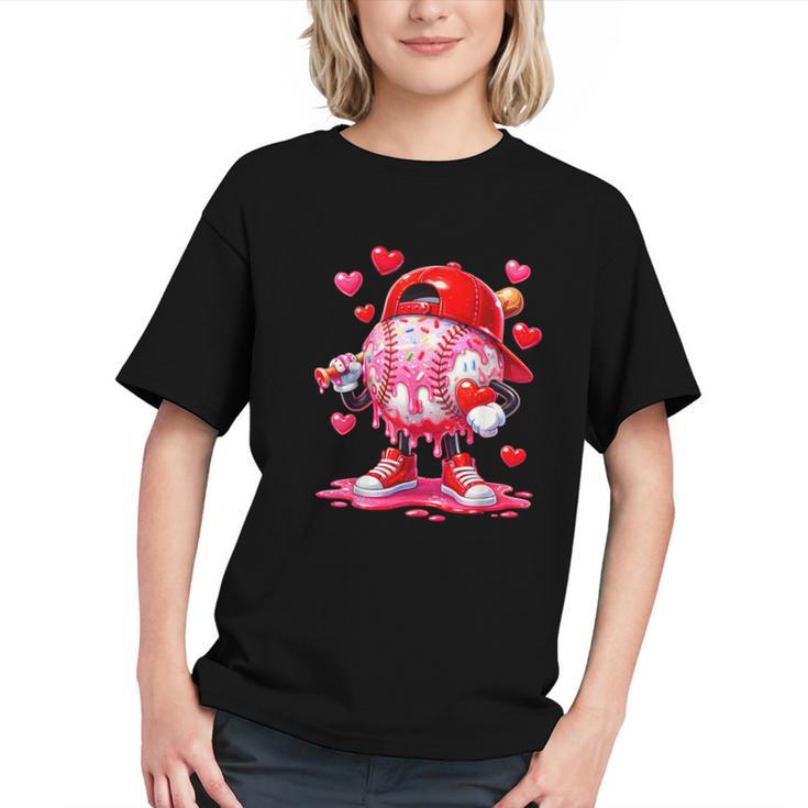 Baseball Drip Valentine Sports Vday Ice Cream Drip Heart Graphic Youth