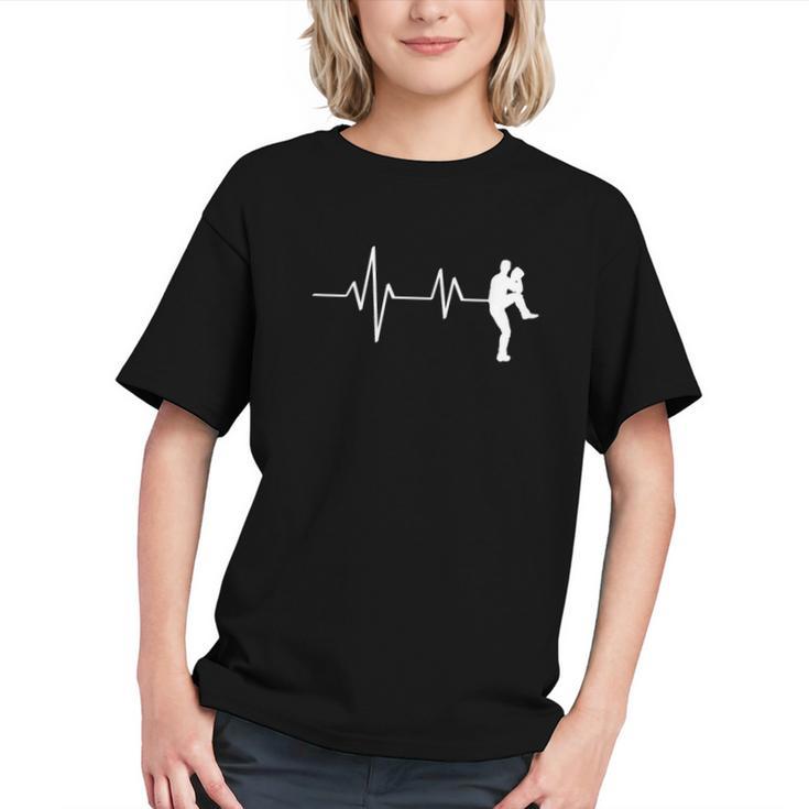 Baseball Heartbeat Pitcher Position Simple Line Art Graphic Youth