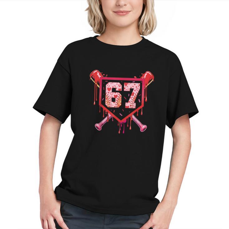 Baseball Ice Cream Drip Number 67 Meme Valentine Couple Love Graphic Youth