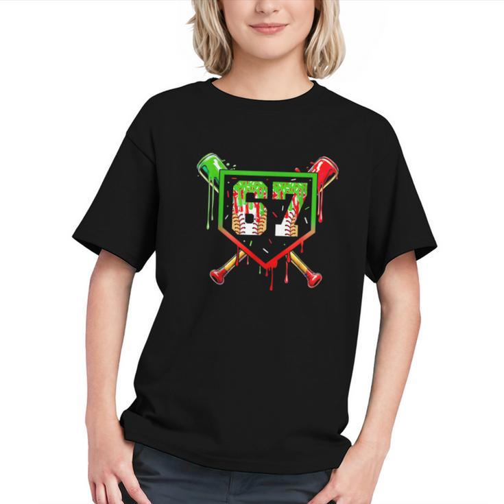 Baseball Ice Cream Drip Number 67 Player 6 7 Christmas Pjs Graphic Youth
