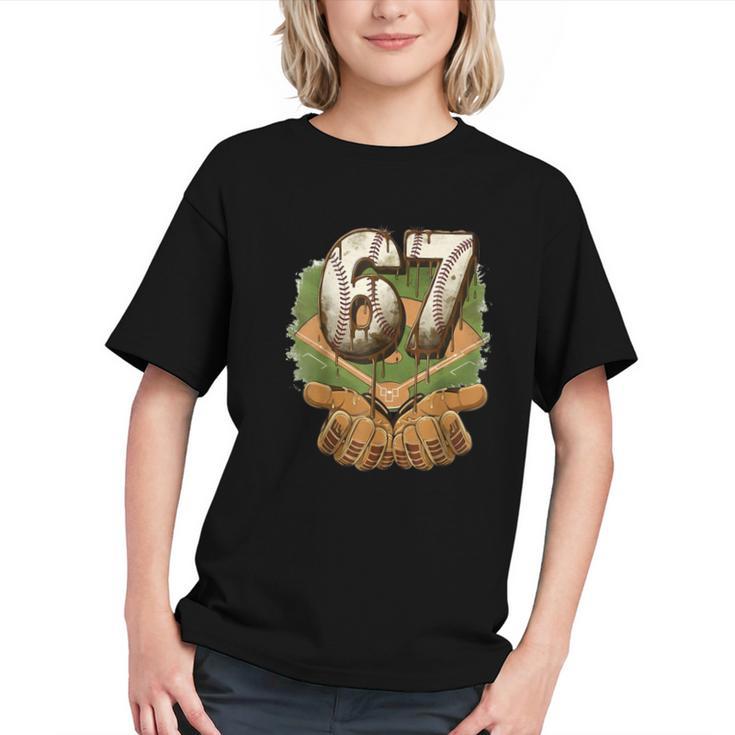 Baseball Ice Cream Drip Number 67 Playground Player 67th Graphic Youth