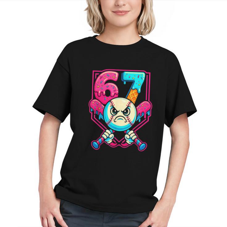 Baseball Ice Cream Drip Number 67 Six Seven Meme 67 Graphic Youth