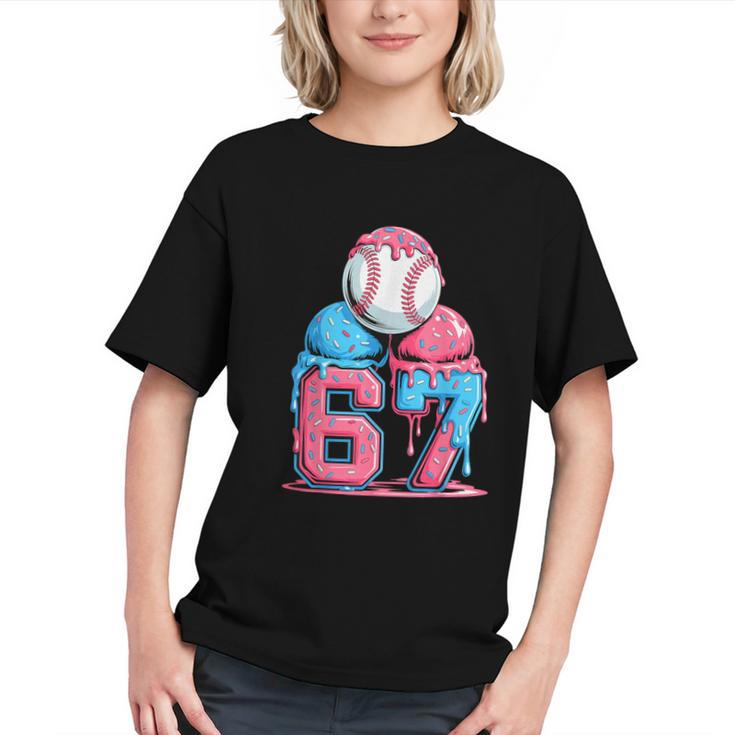 Baseball Ice Cream Drip Six Seven Gen Alpha Meme 67 Graphic Youth