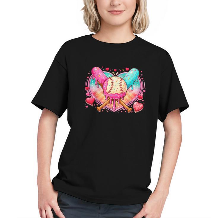 Baseball Ice Cream Drip Style Melt Ice Cream Youth Boys Graphic Youth
