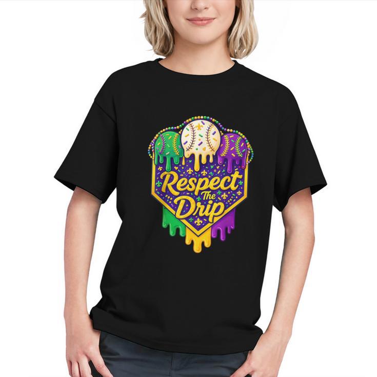 Baseball Ice Cream Respect The Drip Mardi Gras Carnival Boys Graphic Youth