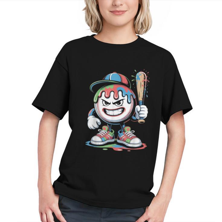 Baseball Mascot Attitude Graffiti Splash Bat Cap Graphic Youth