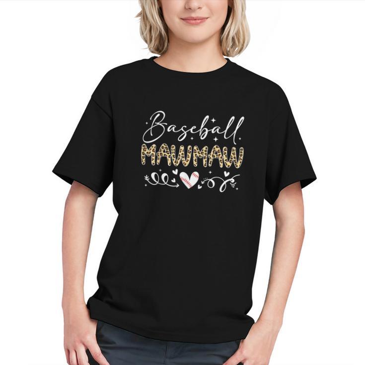 Baseball Mawmaw Leopard Baseball Heart Graphic Youth
