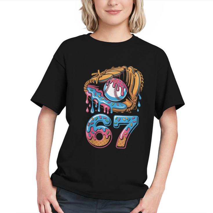 Baseball Player 67 Number 67th Sports Ice Cream Drip Graphic Youth