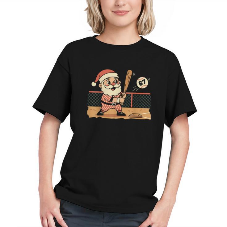 Baseball Santa 67 Christmas Xmas Boys Retro Graphic Youth