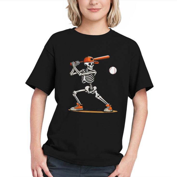 Baseball Skeleton Spooky Boys Halloween Baseball Player Graphic Youth