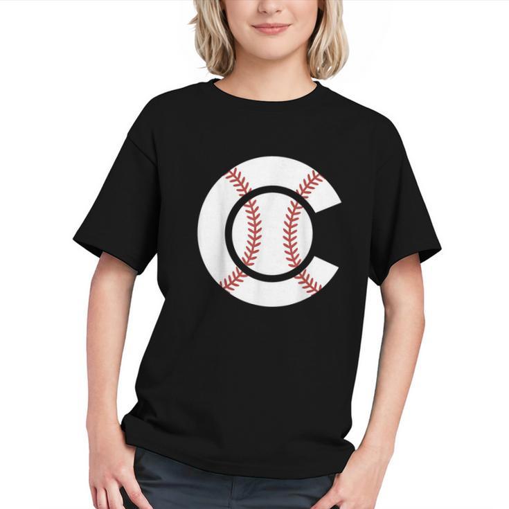 Baseball Sport Player Graphic Monogram Initial Letter C Graphic Youth