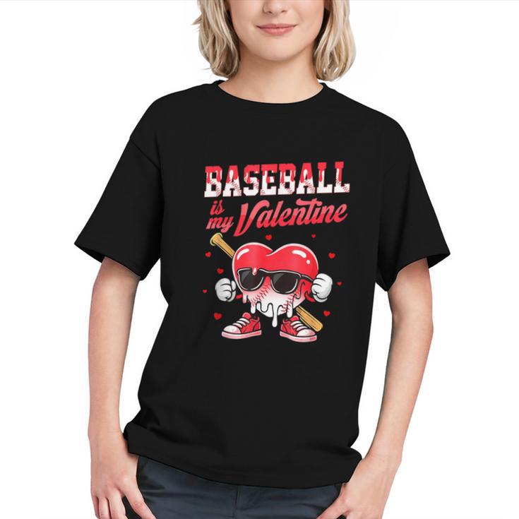 Baseball Is My Valentine Shirt Heart Drip Baseball Lovers Graphic Youth