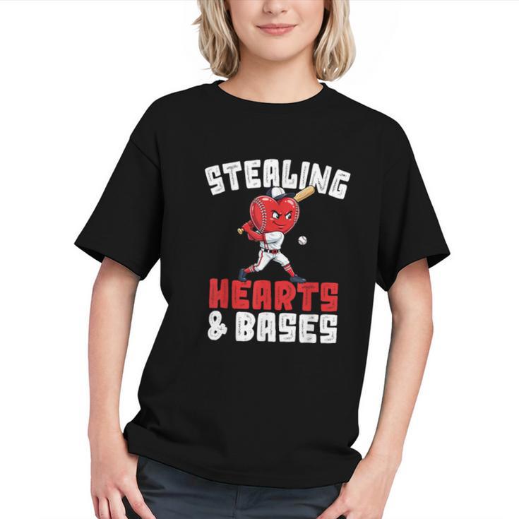 Boys Baseball Valentines Shirt Sterling Hearts Baseball Graphic Youth