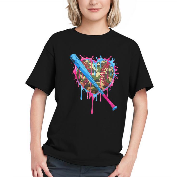 Camo Baseball Heart Drip Valentine Baseball Icecream Boys Graphic Youth