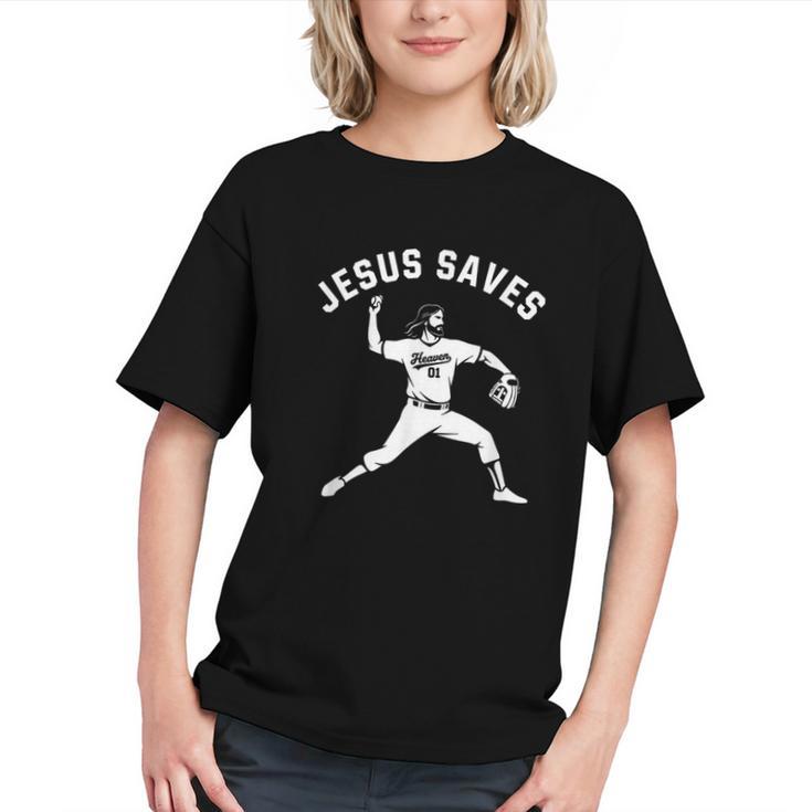 Christian Jesus Saves Baseball Pitcher Heaven 01 Sports Graphic Youth