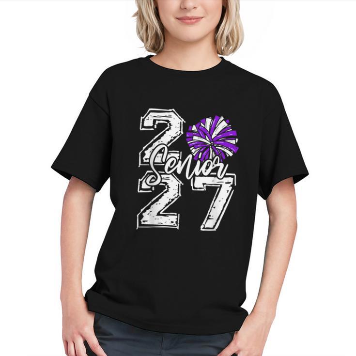 Class Of 2027 Cheer Purple Senior 2027 Back To School Graphic Youth
