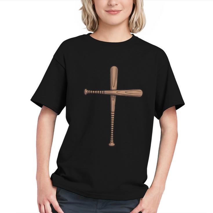 Cross Baseball Bats Christian Faith Sports Coach Pitcher Graphic Youth