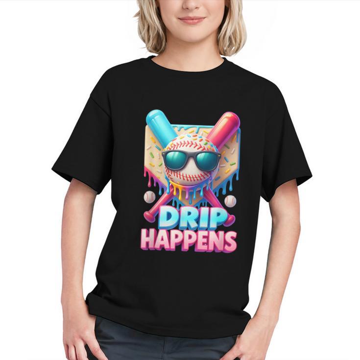 Drip Happens Baseball Ice Cream Bat And Ball With Sunglasses Graphic Youth