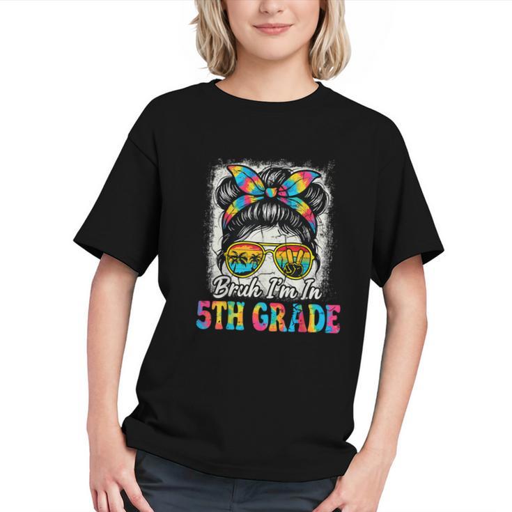 Groovy Messy Bun 5th Grade Back to School Youth T-Shirt