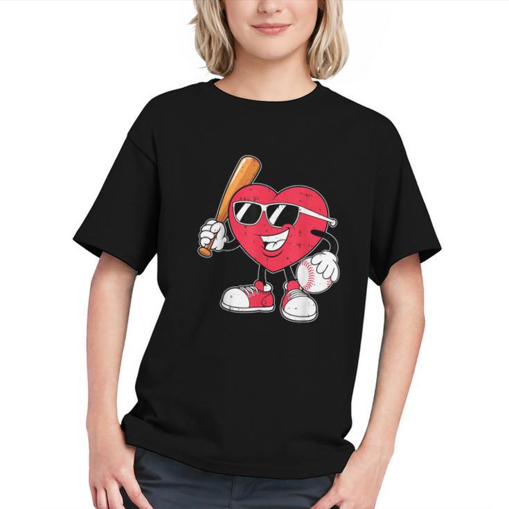Heart Play Baseball Valentine's Day Teens Boys Girls Kids Graphic Youth