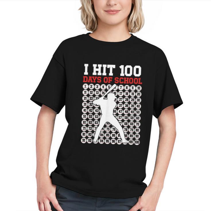I Hit 100 Days Of School Baseball 100 Day Of School Graphic Youth