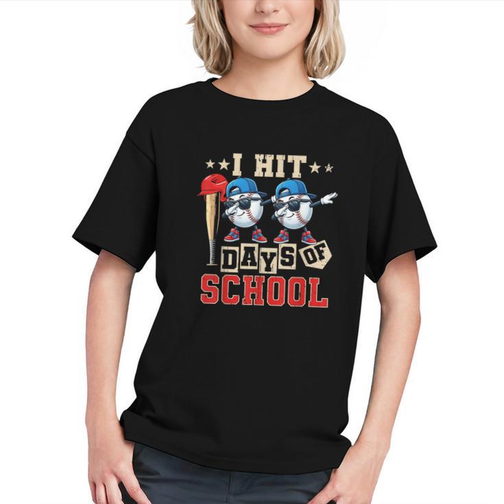 I Hit 100 Days Of School Baseball Kids Boy Teacher 100th Day Graphic Youth