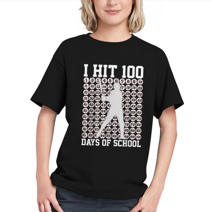 I Hit 100 Days Of School Boys Kids 100th Day Balls Baseball Graphic Youth