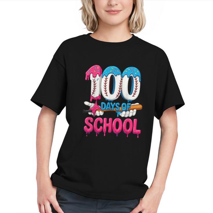 HUGvyn 100 Days Of School Baseball Ice Cream Teacher Student Graphic Youth
