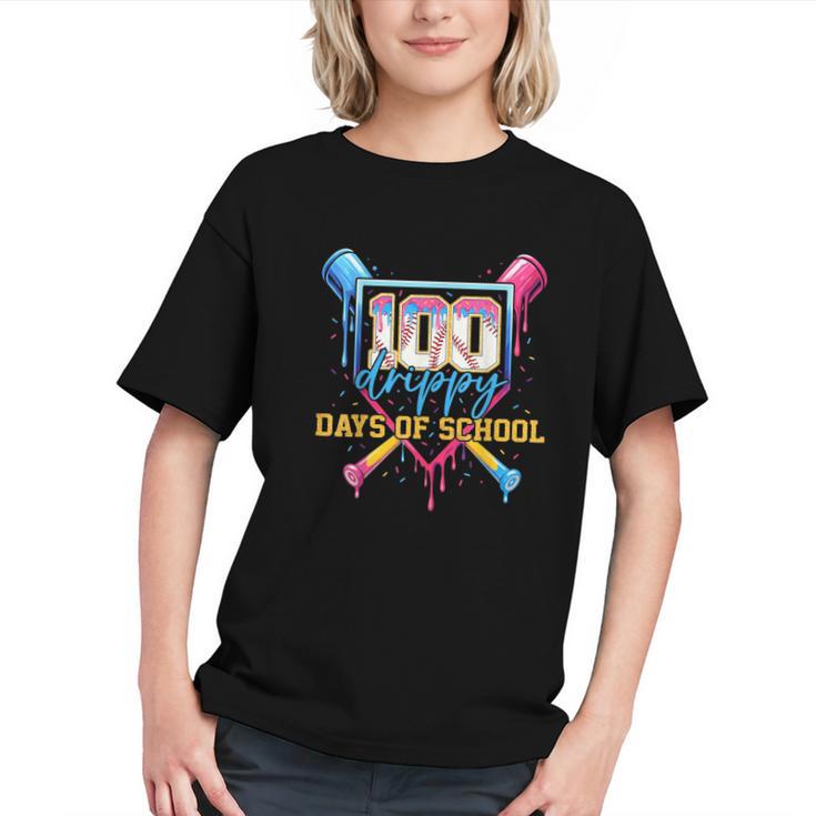 HUGvyn 100 Drippy Days Of School Baseball Ice Cream 100 Days Graphic Youth