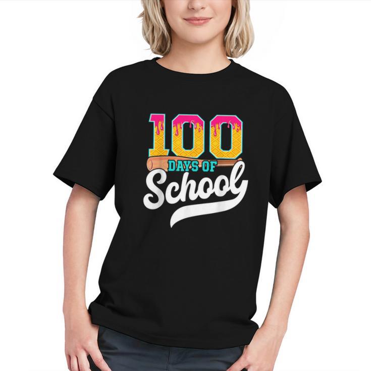 Ice Cream Drip 100 Days Of School Baseball Boys 100th Day Graphic Youth