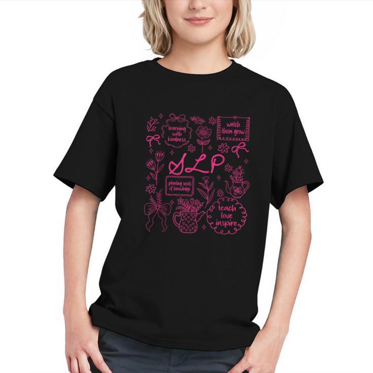 Inspire & Teach! Coquette Pink Bow SLP Back to School Youth T-Shirt