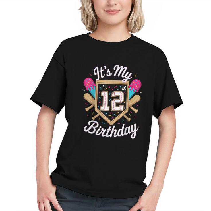 It's My 12th Birthday Baseball Fan Celebration Graphic Youth