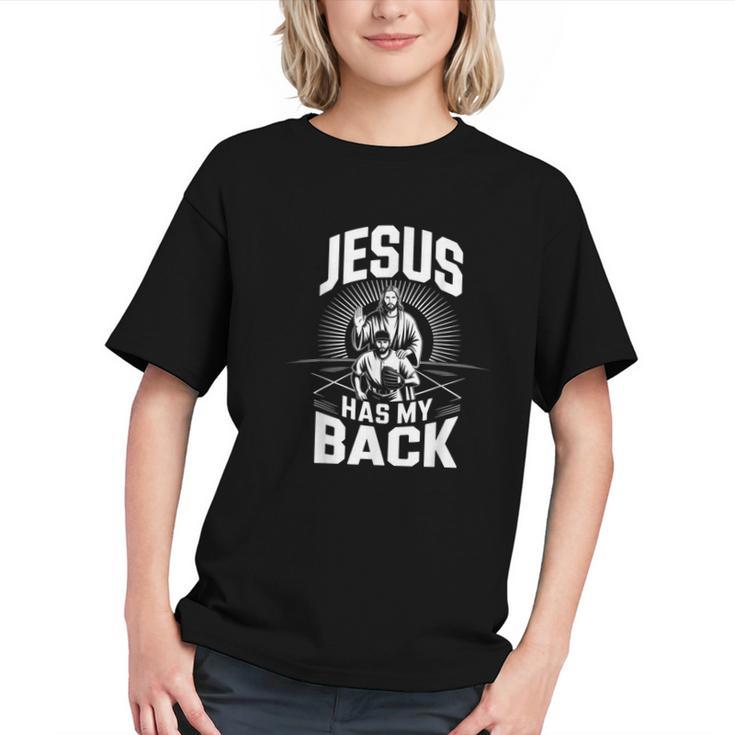 Jesus Has My Back Baseball Faith Motivation Tee Christian Graphic Youth