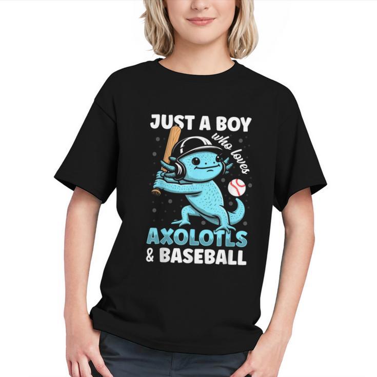 Just A Boy Who Loves Axolotls & Baseball Graphic Youth