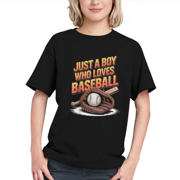 Just A Boy Who Loves Baseball Player Kids Graphic Youth