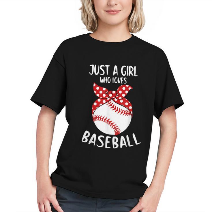 Just A Girl Who Loves Baseball Cute Retro Baseball Lover Graphic Youth