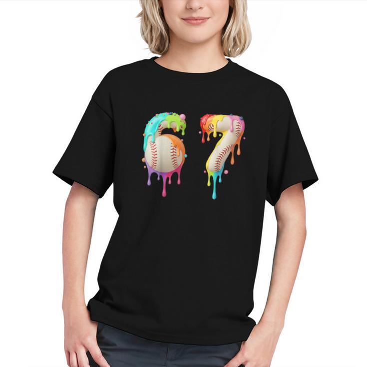 Kids Meme 67 Number Six 6 Seven 7 Ice Cream Drips Baseball Graphic Youth