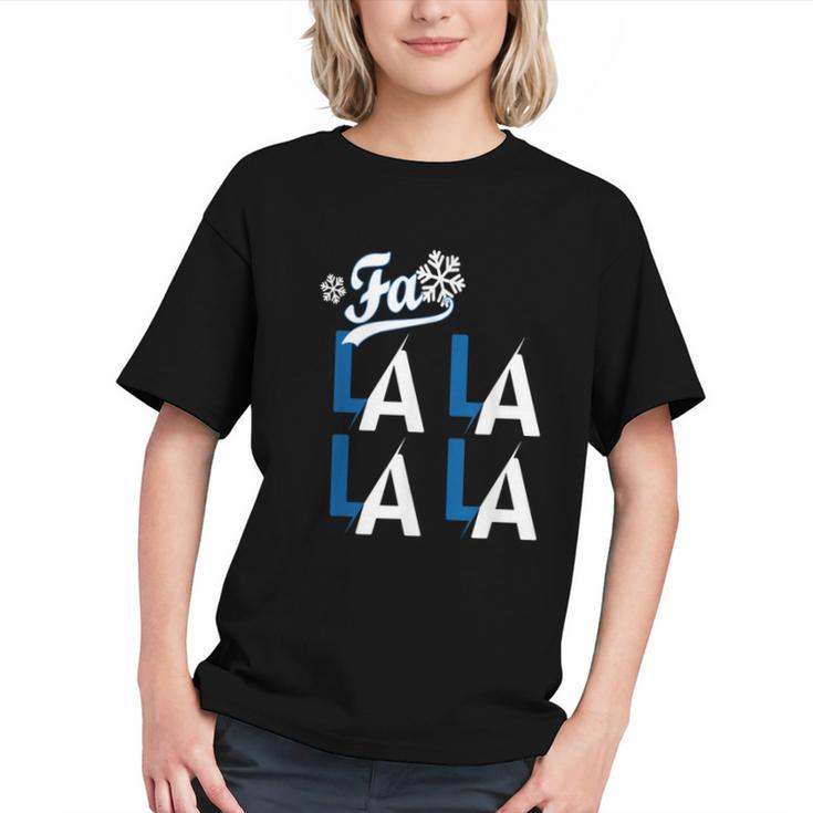 LA Baseball Fan Christmas FA La La Holiday Blue Theme Graphic Youth