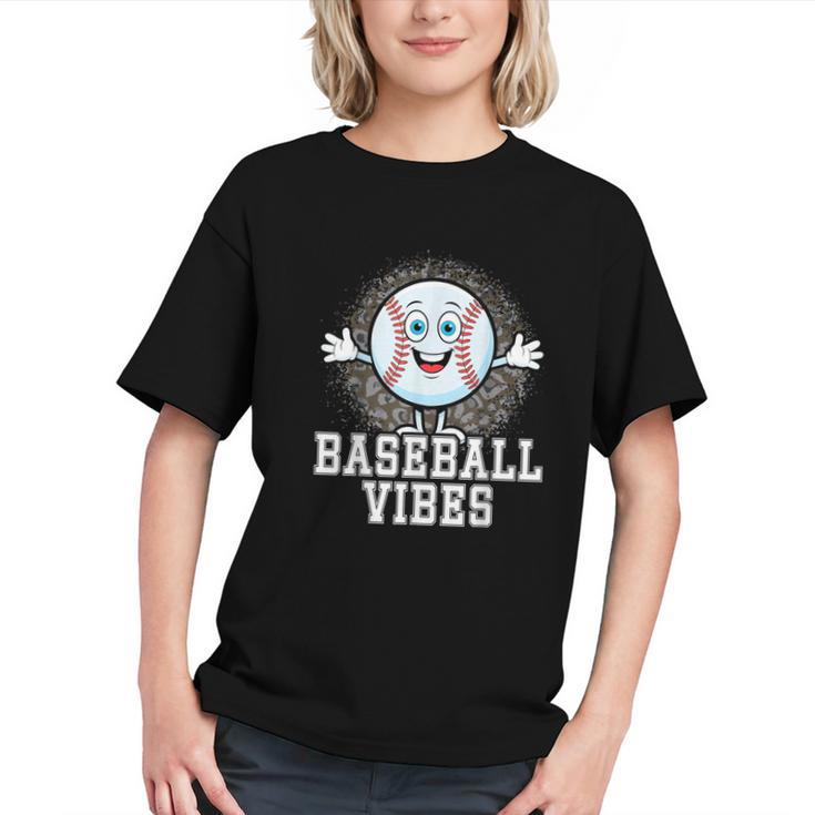Leopard Baseball Vibes Game Day Softball Life Mom Graphic Youth