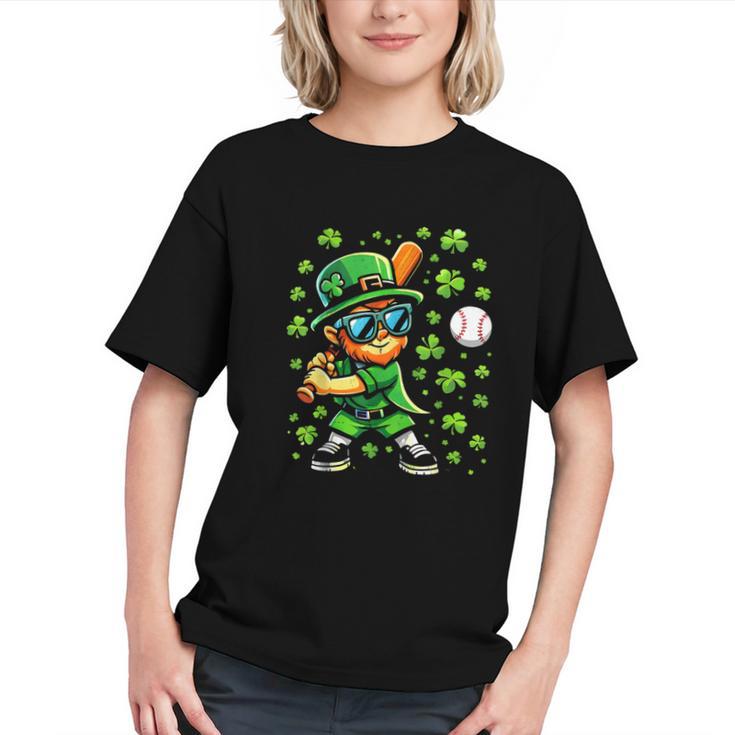 Leprechaun Playing Baseball Happy St Patricks Day Men Boys Graphic Youth