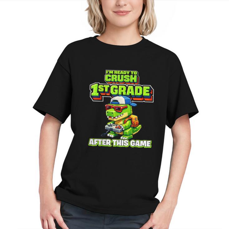 Level Up 1st Grade Dino Gamer Back to School Youth T-Shirt