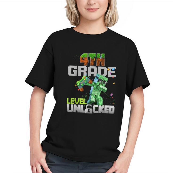 Level Up in 4th Grade! Pixel Gamer Back to School Youth T-shirt